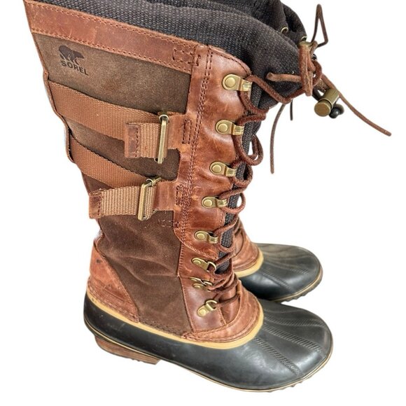 Sorel Women's Conquest Carly II waterproof Snow boots 11 Brown Suede Preppy - Picture 1 of 15
